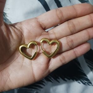 Women Gold filled Heart Hoop Mini Earrings